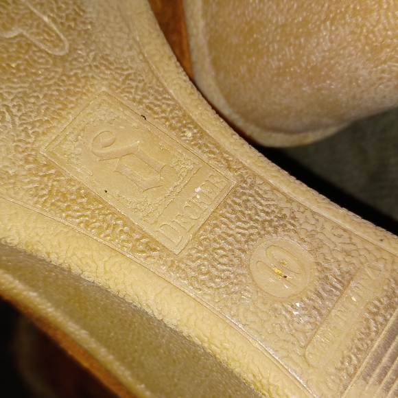 Brown Knee High Boots 10 faux fur cuffs wedge heel - Picture 6 of 7